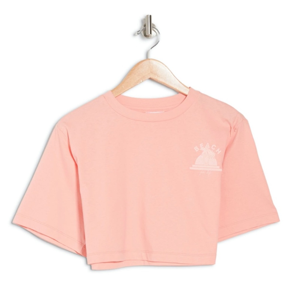 NWT Nordstrom ABOUND Light Pink Pastel Beach Oversized Crop T-Shirt Top Size XS